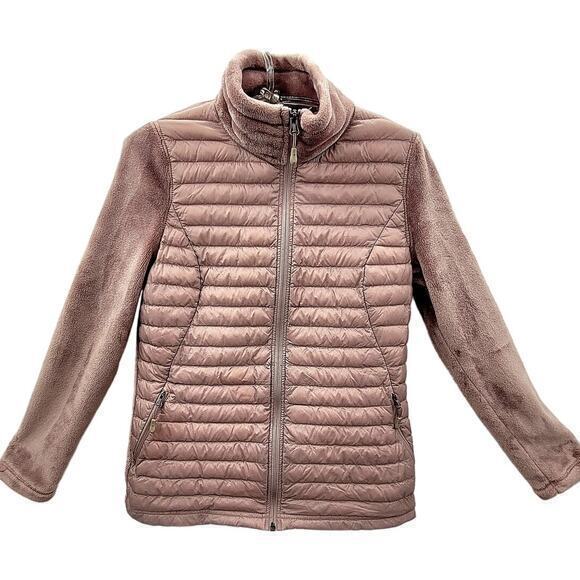 HP Fuzzy Mauve Pink Quilted Terry Cloth Zip Up Jacket - Picture 1 of 13